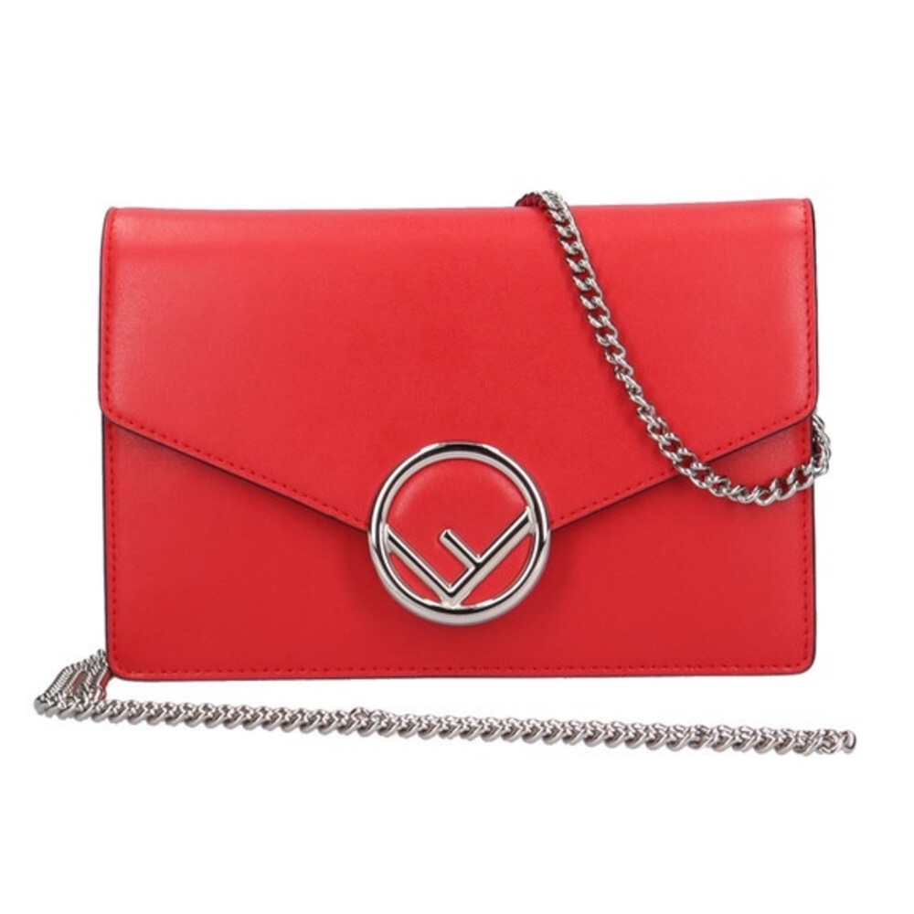 Fendi F is Fendi Chain Red Calfskin Leather Envelope Shoulder & Crossbody Bag ✨✨